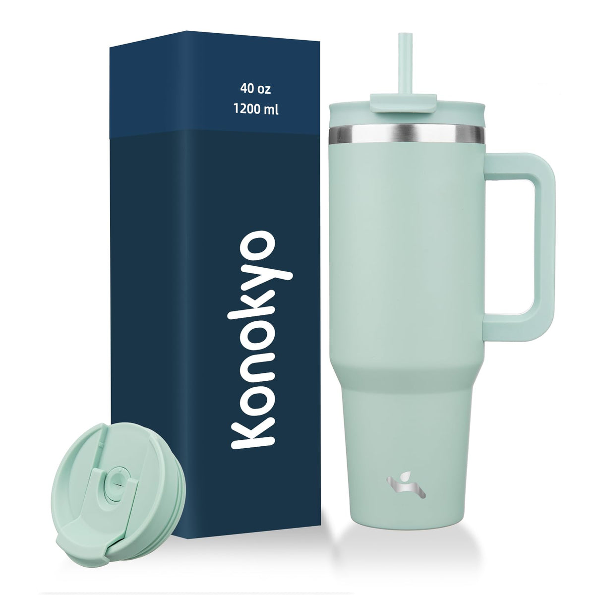Konokyo 30 oz Insulated Tumbler Water Bottle with Handle, Straw Lid