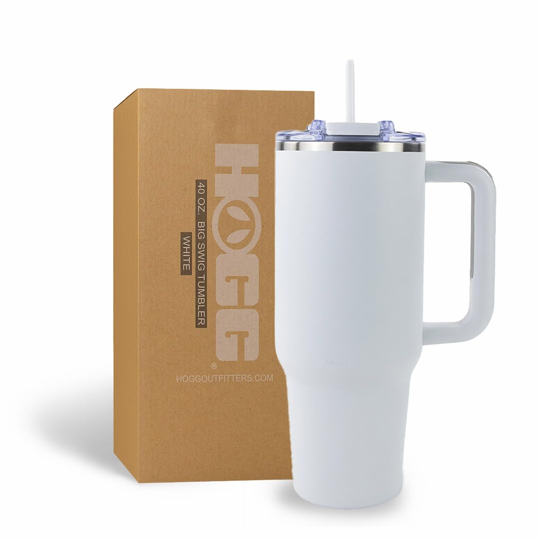 Hogg Big Swig 40oz Tumbler with Handle and Straw - Red, 40 oz Tumbler, Insulated Cup with Handle, 40oz Water Bottle with Straw, Thermal Cups, Leak Proof Lid, Travel Mugs, Stainless Steel