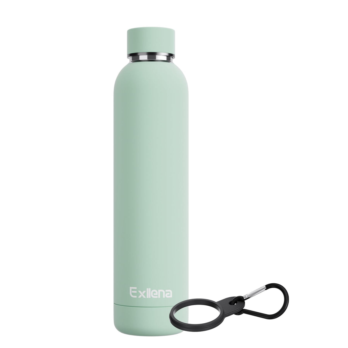 Exllena Small Water Bottle 12oz with Clip, Double Wall Stainless Steel Vacuum Small Insulated Water Bottle Keeps Drinks Cold 24 Hrs/Hot 12 Hrs for Kids Handbag School BPA Free (Mint)