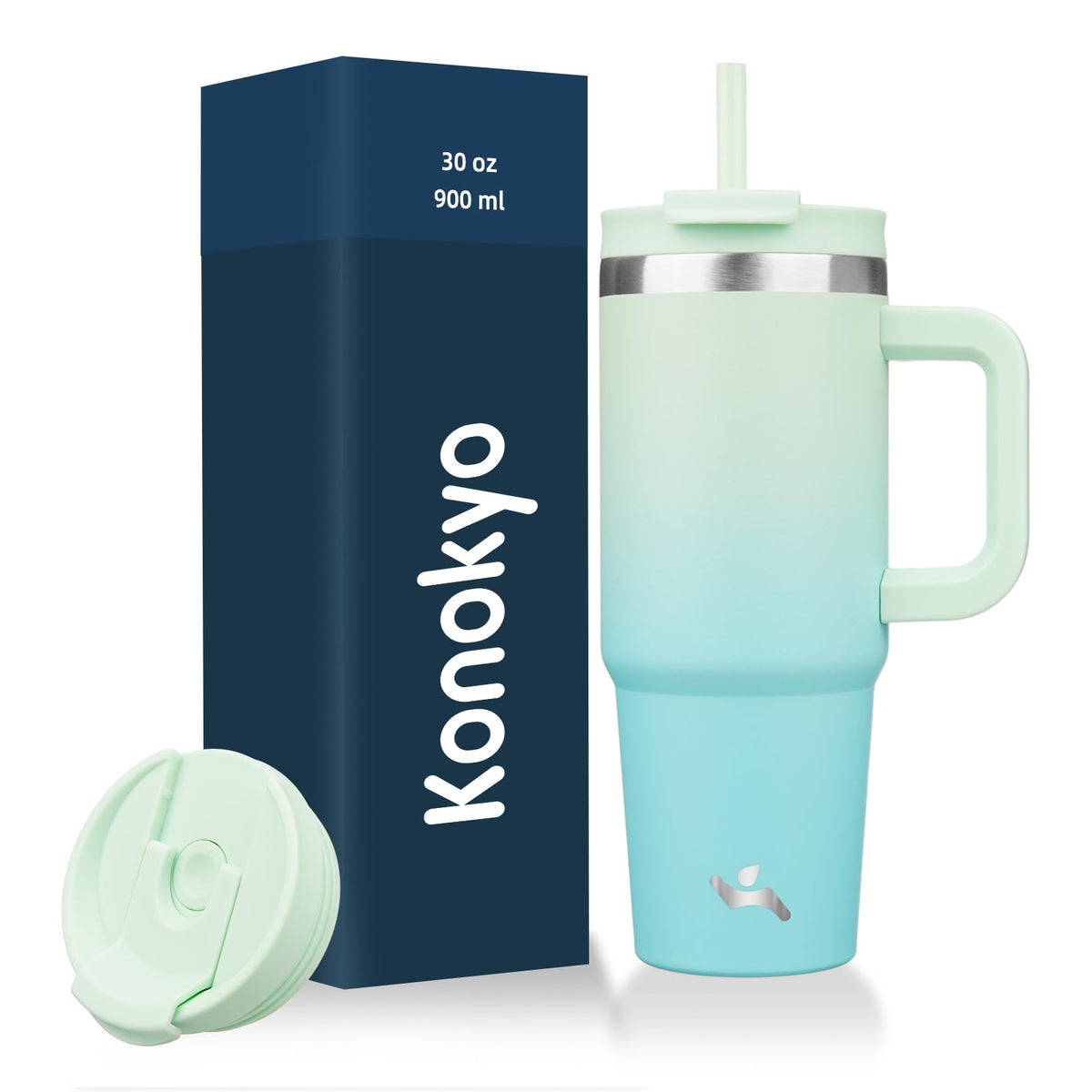 Konokyo 30 oz Insulated Tumbler Water Bottle with Handle, Straw Lid