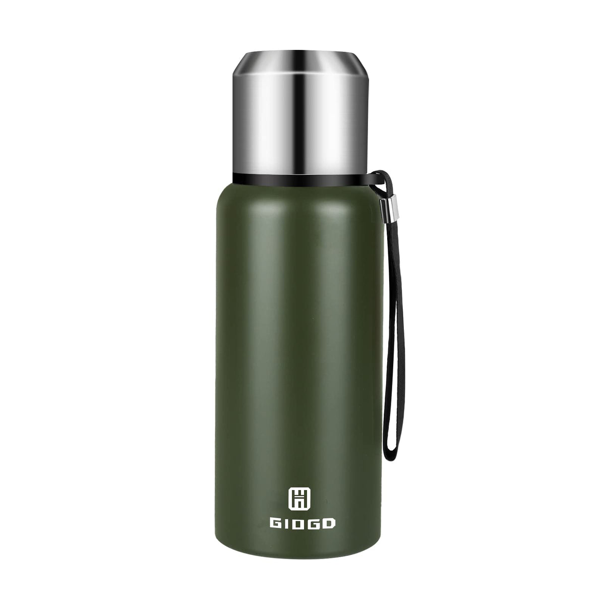 Insulated vacuum Thermo Bottle 500ml/16.9oz with cup Stainless steel coffee bottles for hot and cold drink water flask.(Silver,500ml)