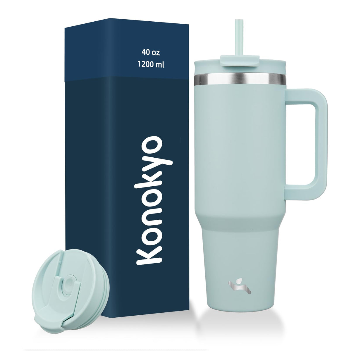 Konokyo 30 oz Insulated Tumbler Water Bottle with Handle, Straw Lid