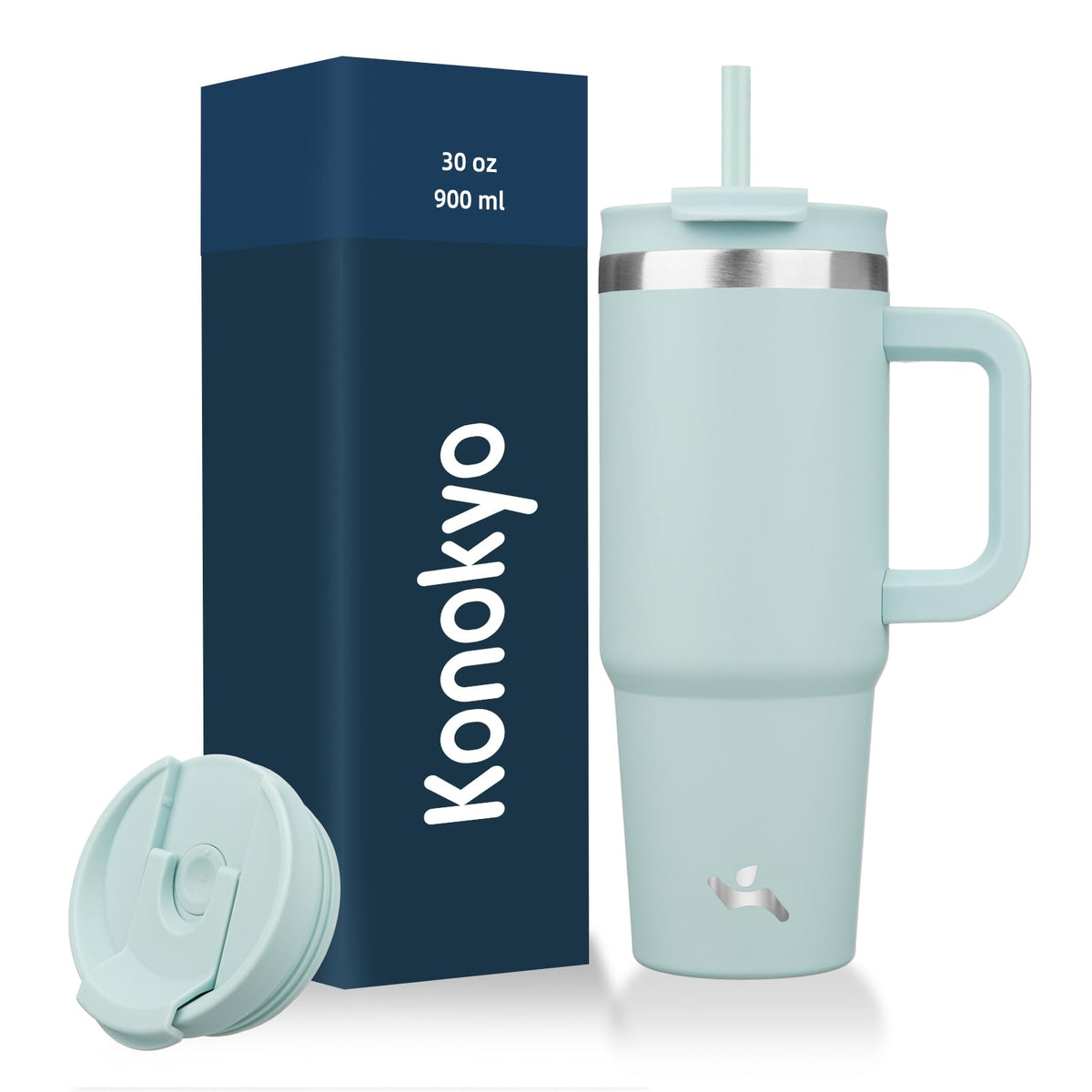 Konokyo 40 oz Insulated Tumbler Water Bottle with Handle, Straw Lid