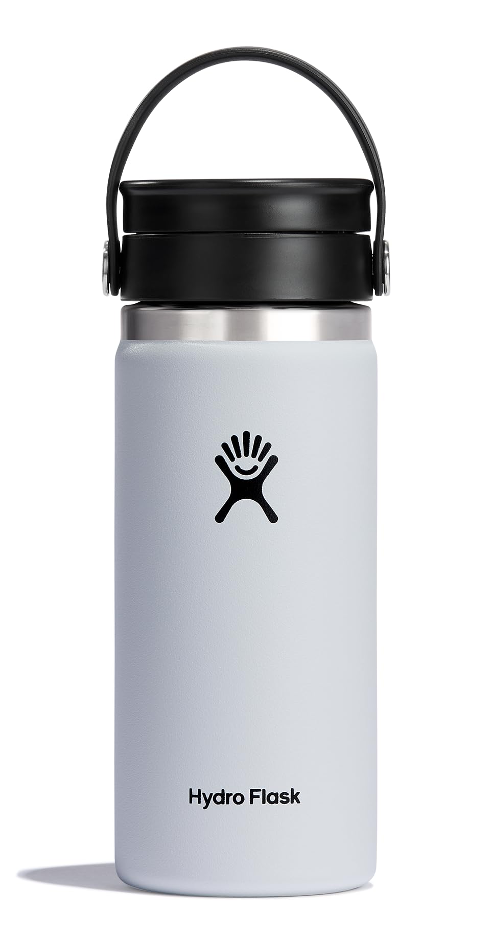 Hydro Flask Water Bottle - Insulated Stainless Steel - Wide Mouth Flex Sip Lid, Non Spill, Leakproof and Refillable in 16 Oz White