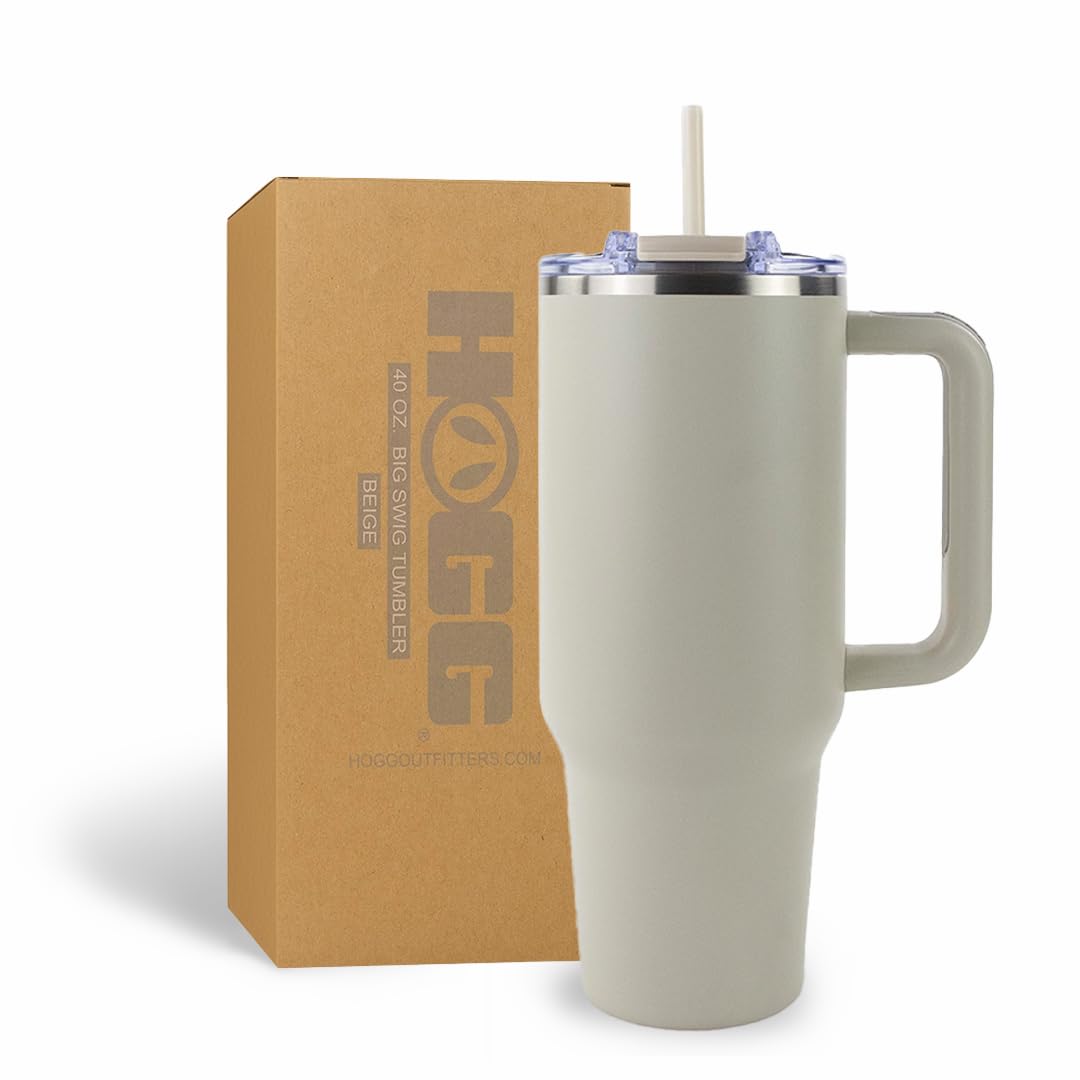 Hogg Big Swig 40oz Tumbler with Handle and Straw - Red, 40 oz Tumbler, Insulated Cup with Handle, 40oz Water Bottle with Straw, Thermal Cups, Leak Proof Lid, Travel Mugs, Stainless Steel