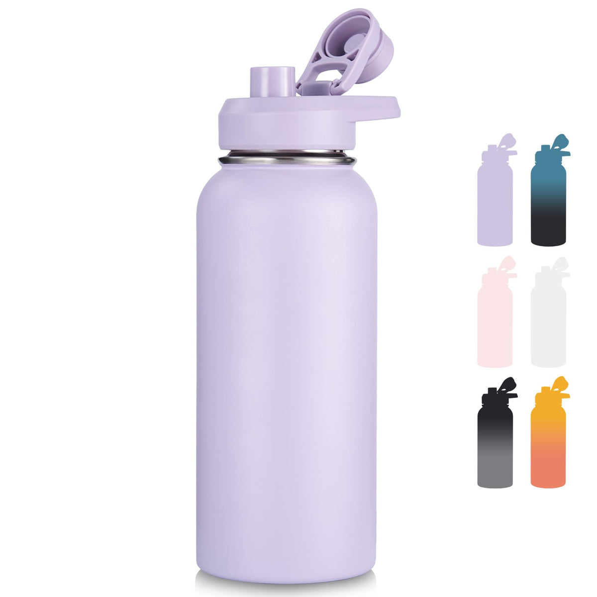 Fijinhom Insulated Water Bottle with Handle, 304 Stainless Steel Water Bottles with Wide Mouth, Double Wall Vacuum Sports Water Bottle, BPA Free, Keep Cold and Hot, 24 Ounces, Black