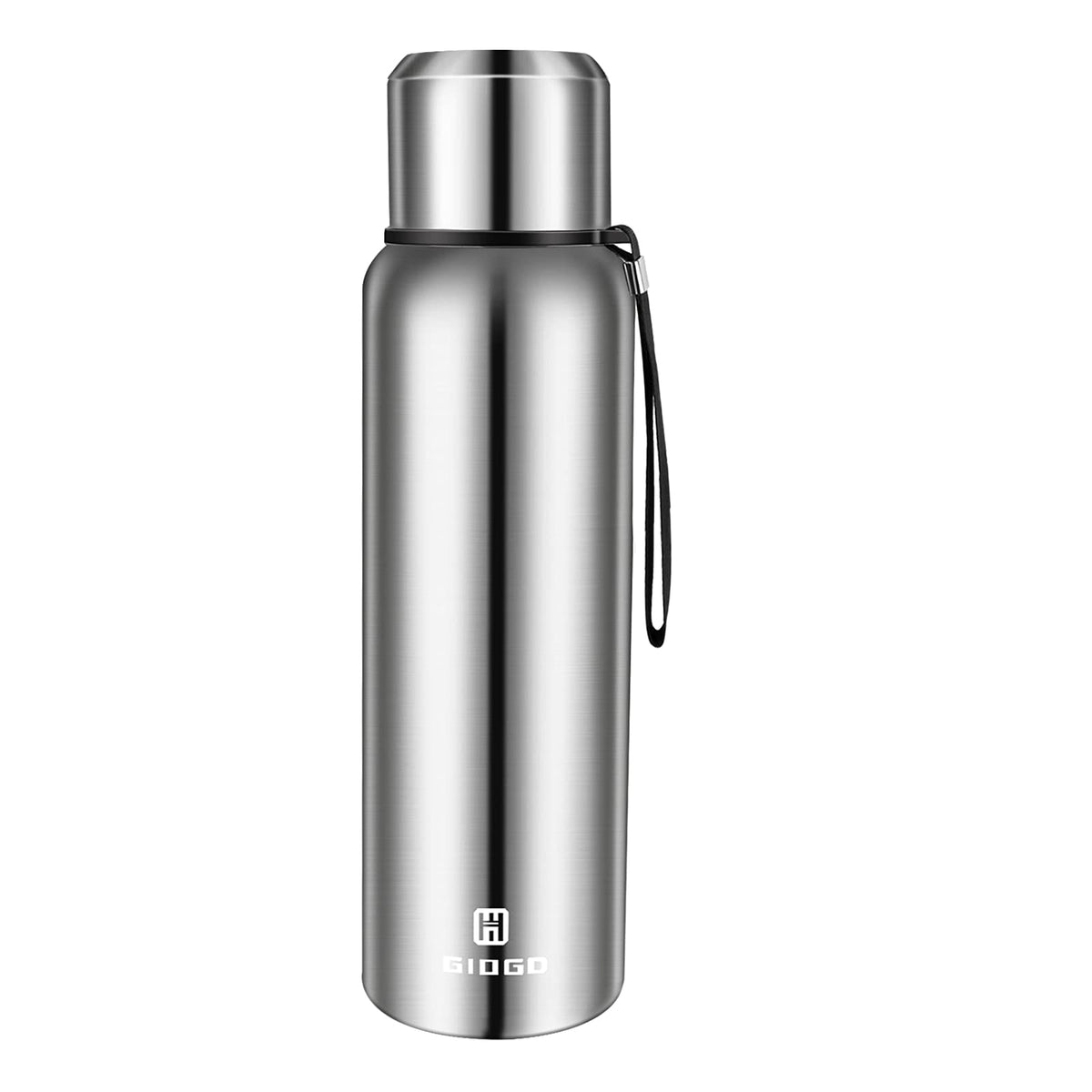 Insulated vacuum Thermo Bottle 500ml/16.9oz with cup Stainless steel coffee bottles for hot and cold drink water flask.(Silver,500ml)