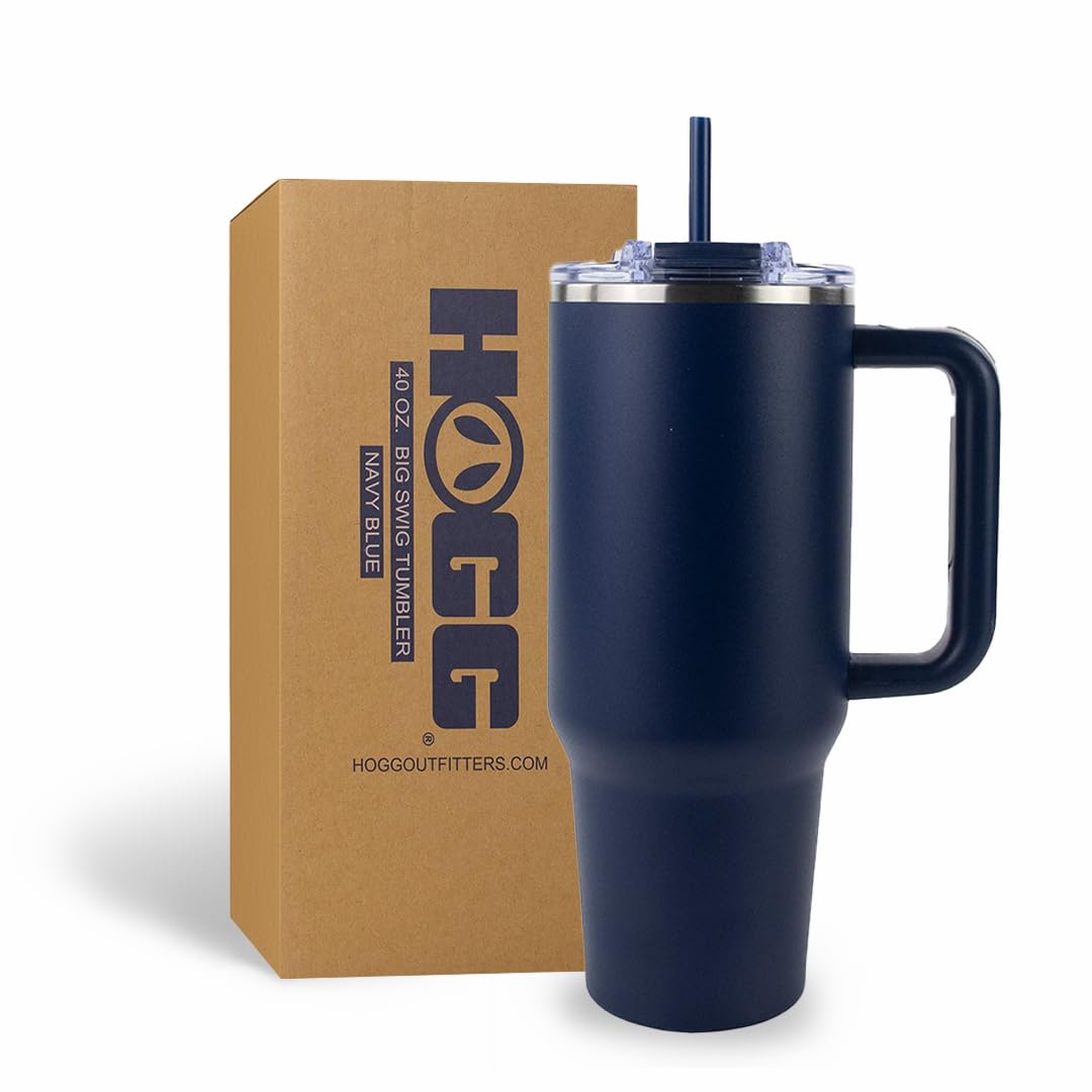 Hogg Big Swig 40oz Tumbler with Handle and Straw - Red, 40 oz Tumbler, Insulated Cup with Handle, 40oz Water Bottle with Straw, Thermal Cups, Leak Proof Lid, Travel Mugs, Stainless Steel