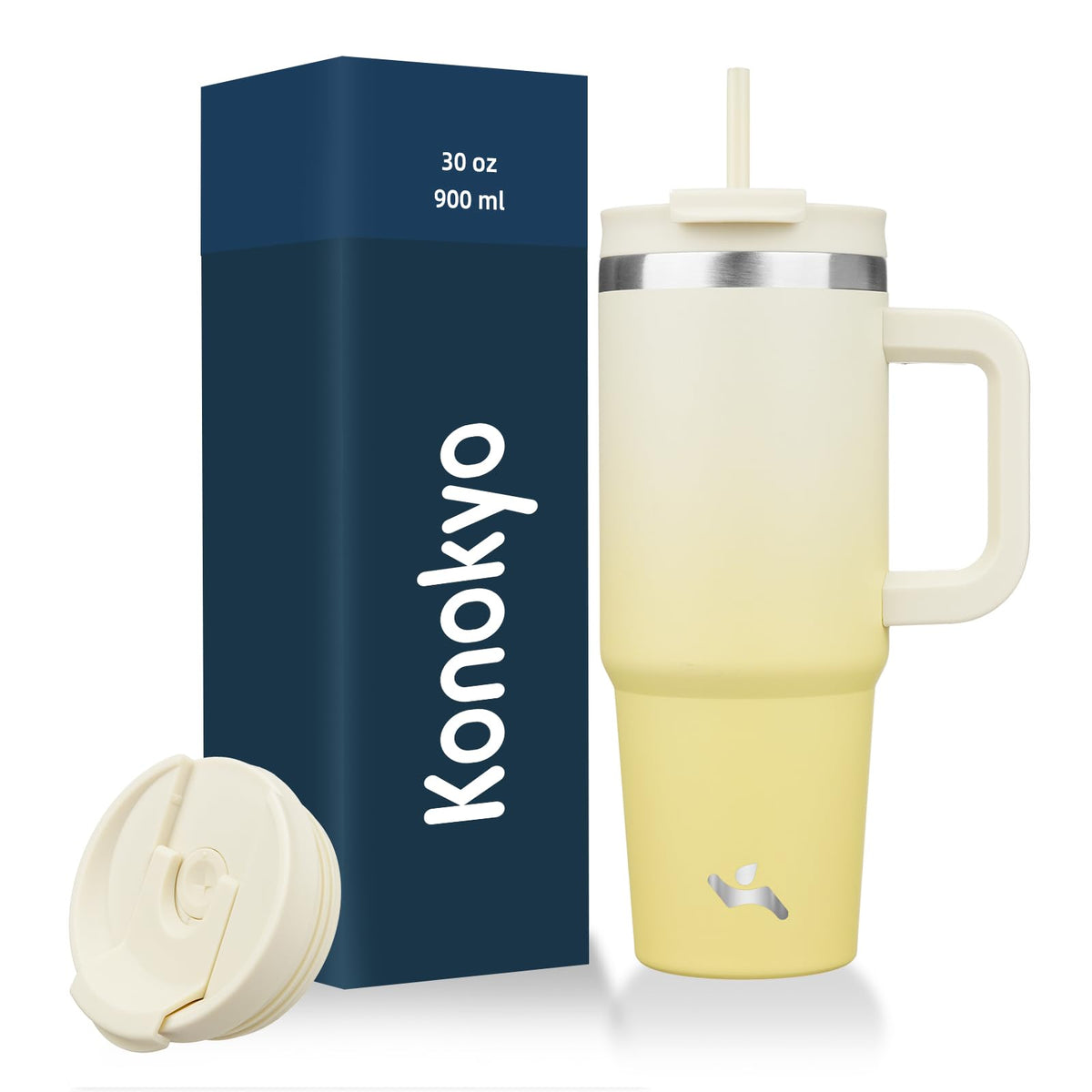 Konokyo 30 oz Insulated Tumbler Water Bottle with Handle, Straw Lid