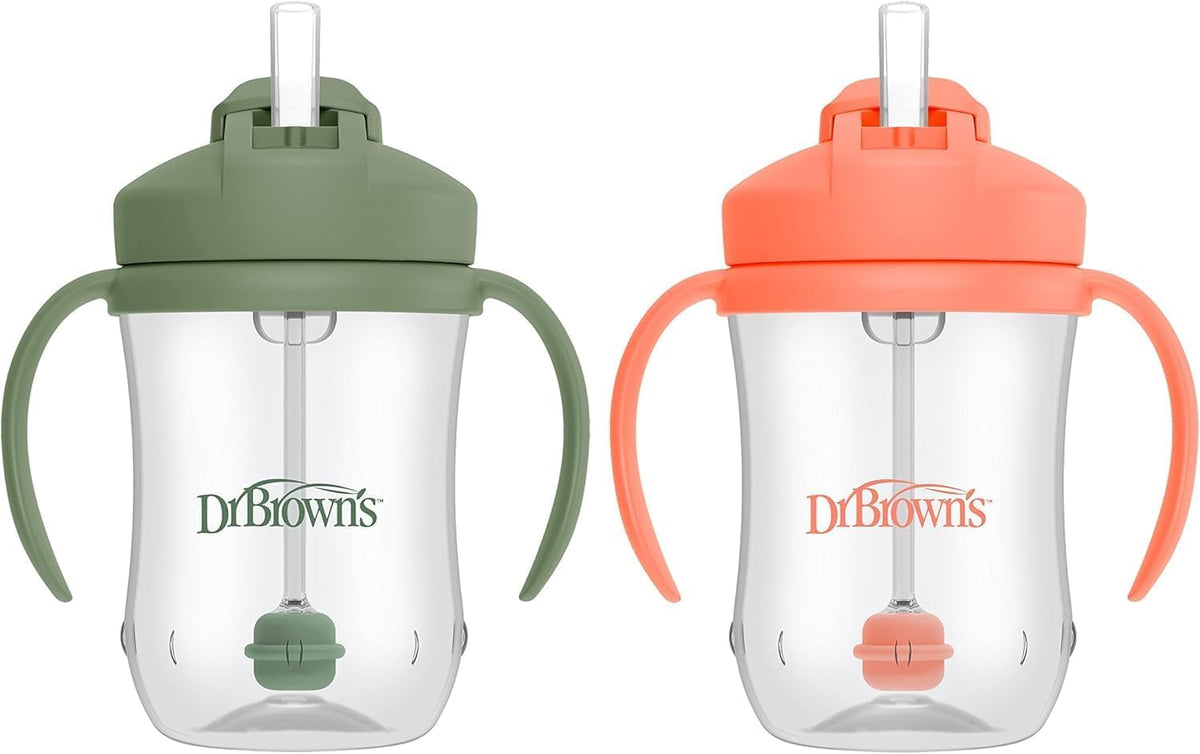 Dr. Brown's Milestones Baby's First Straw Cup, Blue & Yellow, 2-Pack