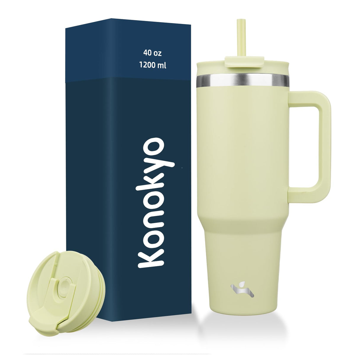 Konokyo 30 oz Insulated Tumbler Water Bottle with Handle, Straw Lid