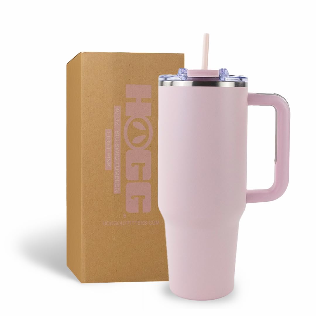 Hogg Big Swig 40oz Tumbler with Handle and Straw - Red, 40 oz Tumbler, Insulated Cup with Handle, 40oz Water Bottle with Straw, Thermal Cups, Leak Proof Lid, Travel Mugs, Stainless Steel