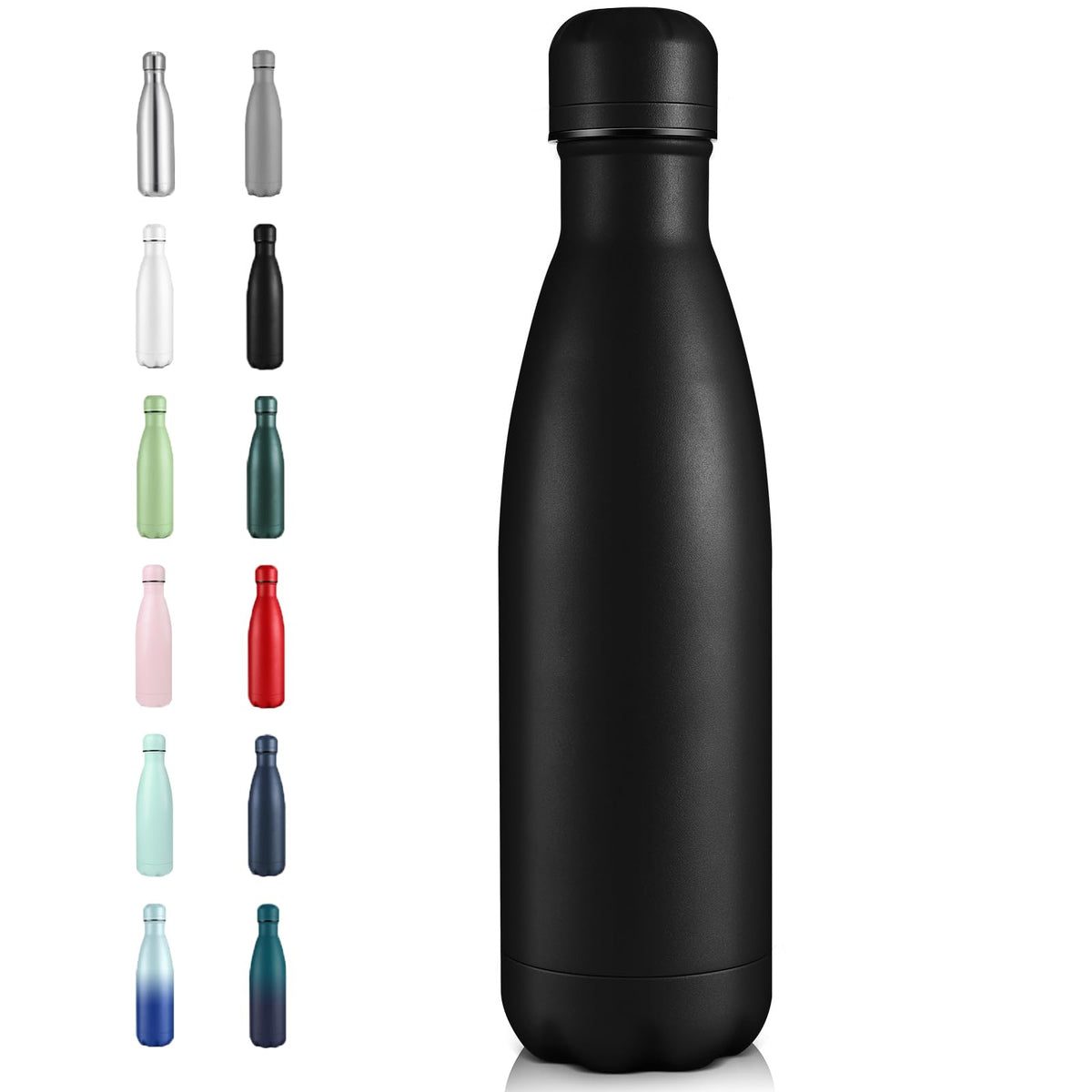 Volhoply 17oz Insulated Stainless Steel Water Bottle（Silver,1 Pack)