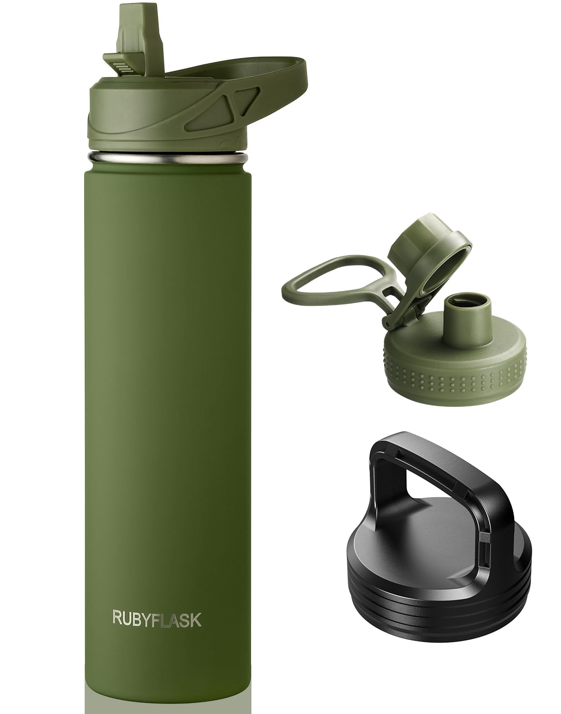 RUBYFLASK 32 oz Insulated Stainless Steel Water Bottle with Straw
