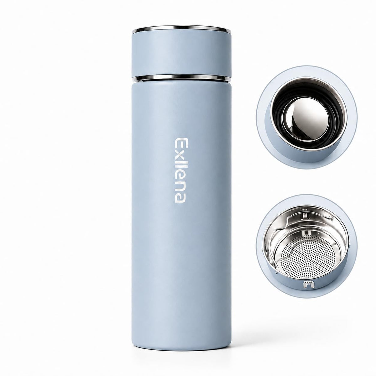 【Upgraded】Exllena Small Insulated Water Bottle 8 oz/250ml– Mini Insulated Water Bottle for Hot & Cold Drinks, Perfect Small Flask for Travel, Purse...(Lake Blue)