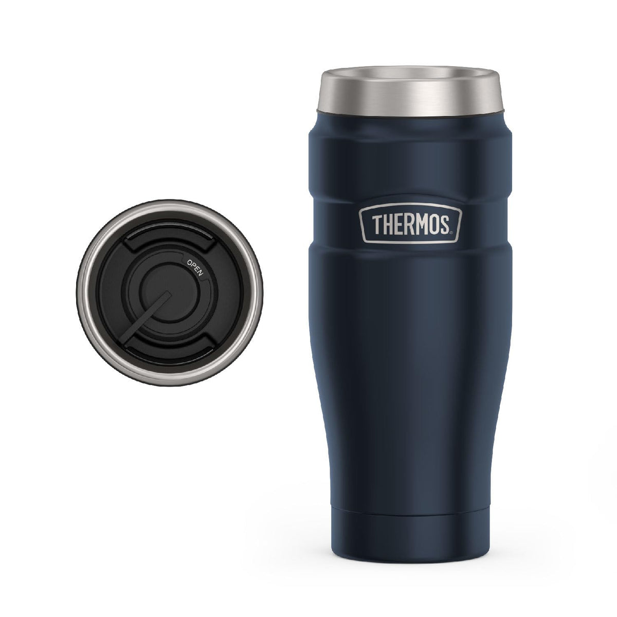 THERMOS Stainless King Vacuum-Insulated Travel Tumbler, 16 Ounce, Matte Steel