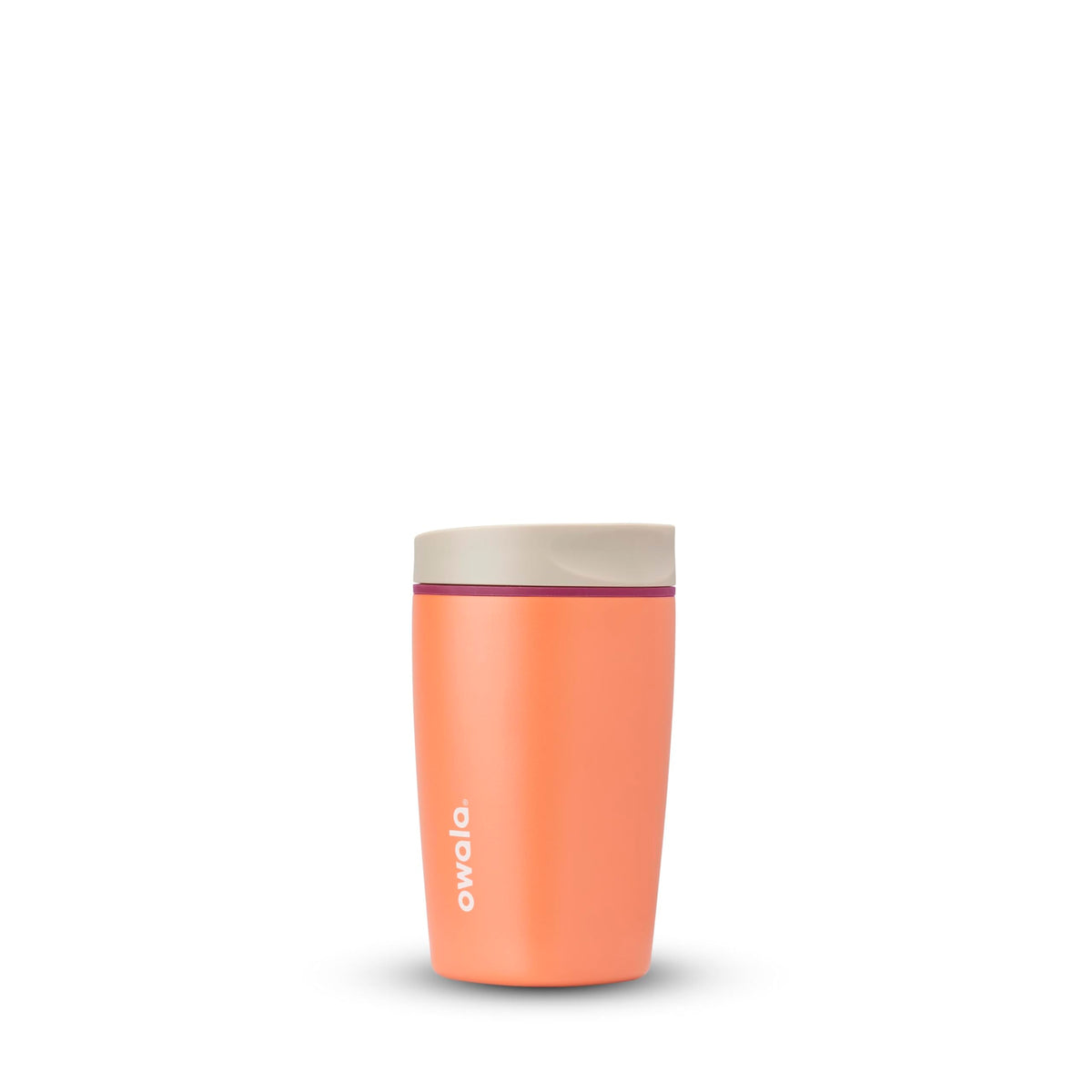 Owala SmoothSip Slider Insulated Stainless Steel Coffee Tumbler, Reusable Iced Coffee Cup, Hot Coffee Travel Mug, BPA Free 12 oz, Pink (Pucker Up)