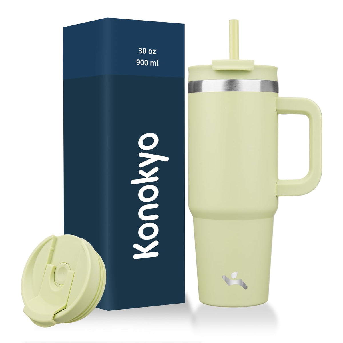 Konokyo 30 oz Insulated Tumbler Water Bottle with Handle, Straw Lid