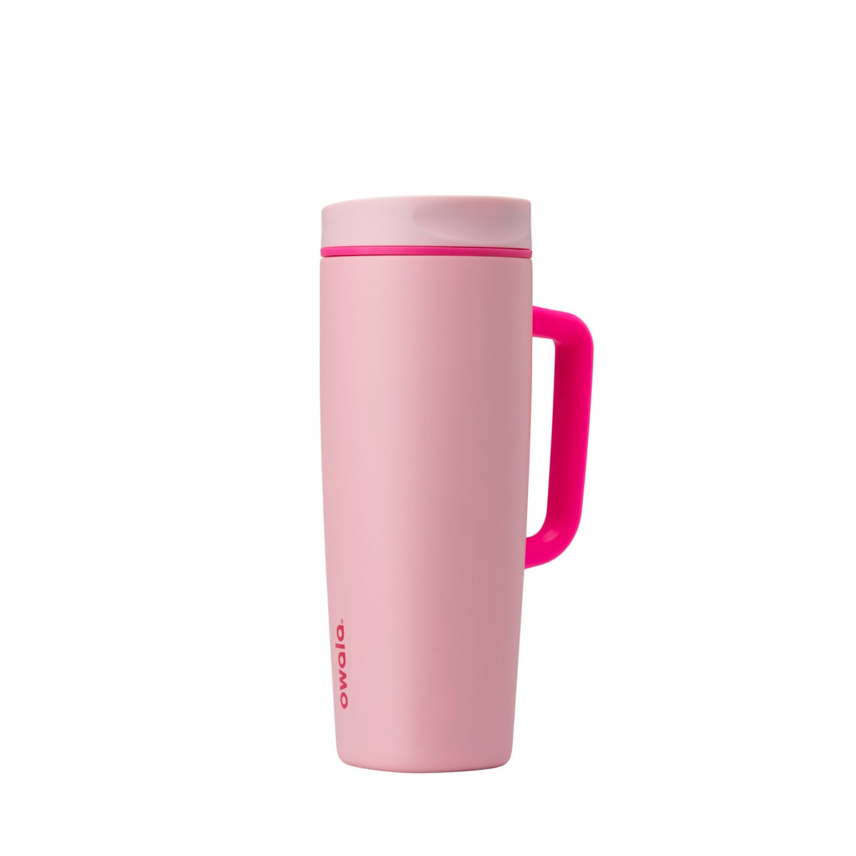 Owala SmoothSip Slider Insulated Stainless Steel Coffee Tumbler, Reusable Iced Coffee Cup, Hot Coffee Travel Mug, BPA Free 12 oz, Pink (Pucker Up)