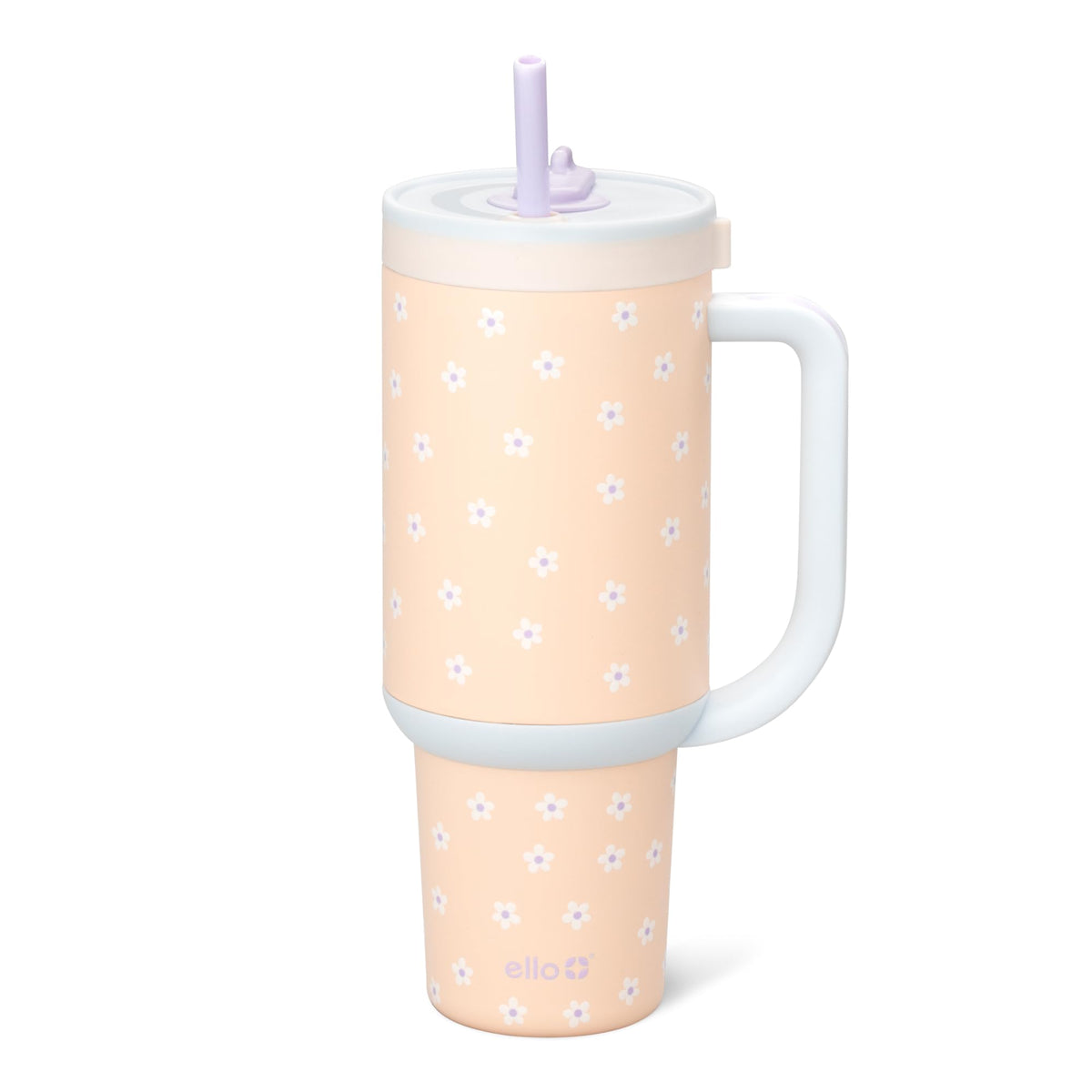 Ello Oasis 30oz Insulated Stainless Steel Tumbler with Straw, Daisies