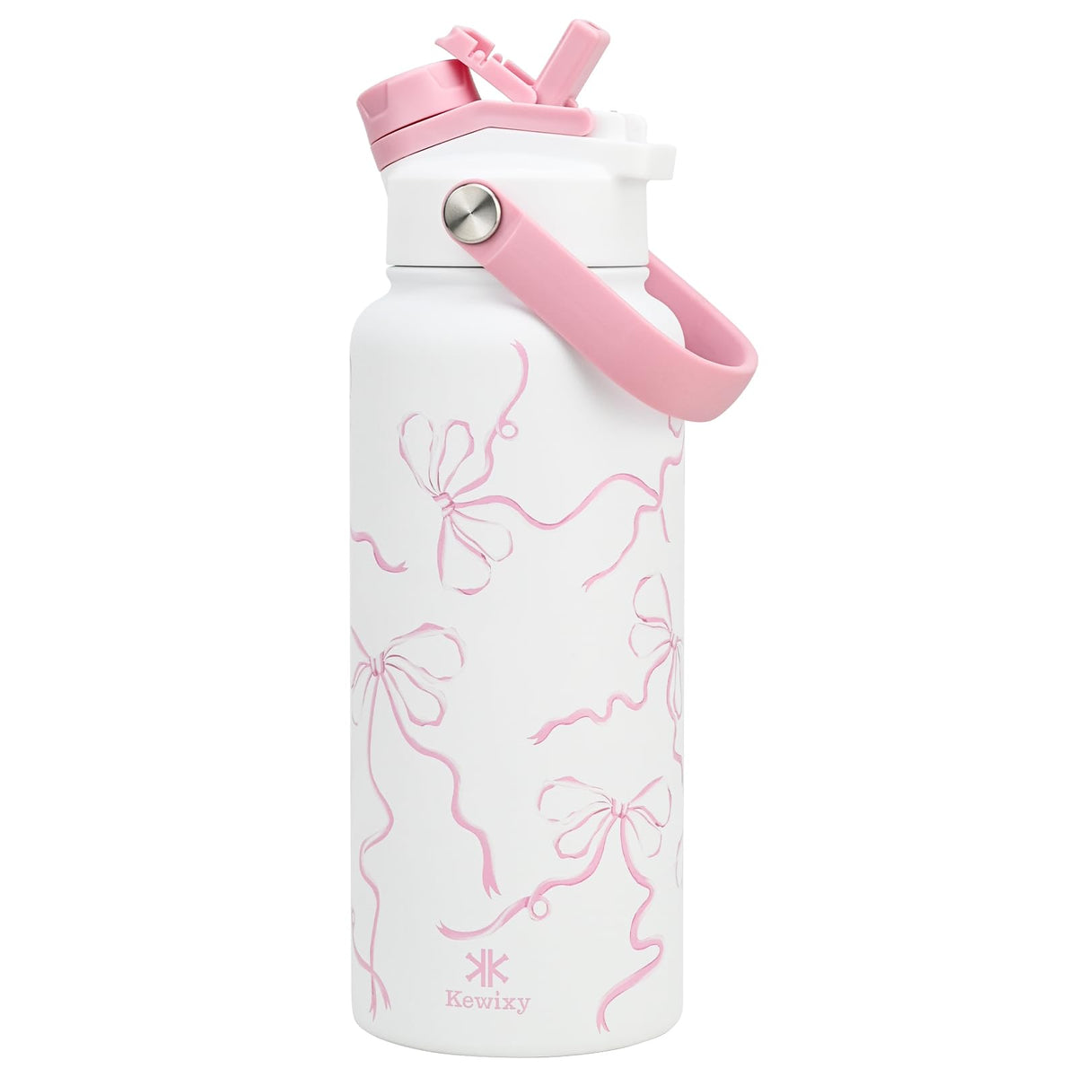 24 oz Insulated Water Bottle, 2-in-1 Lid, Straw & Spout with Protected, Leak Proof, Keep Cold 24H, Cup Holder Fit, Stainless Steel, Metal, Reusable, for Travel, Gym and School, 2 Lids, Midnight Black