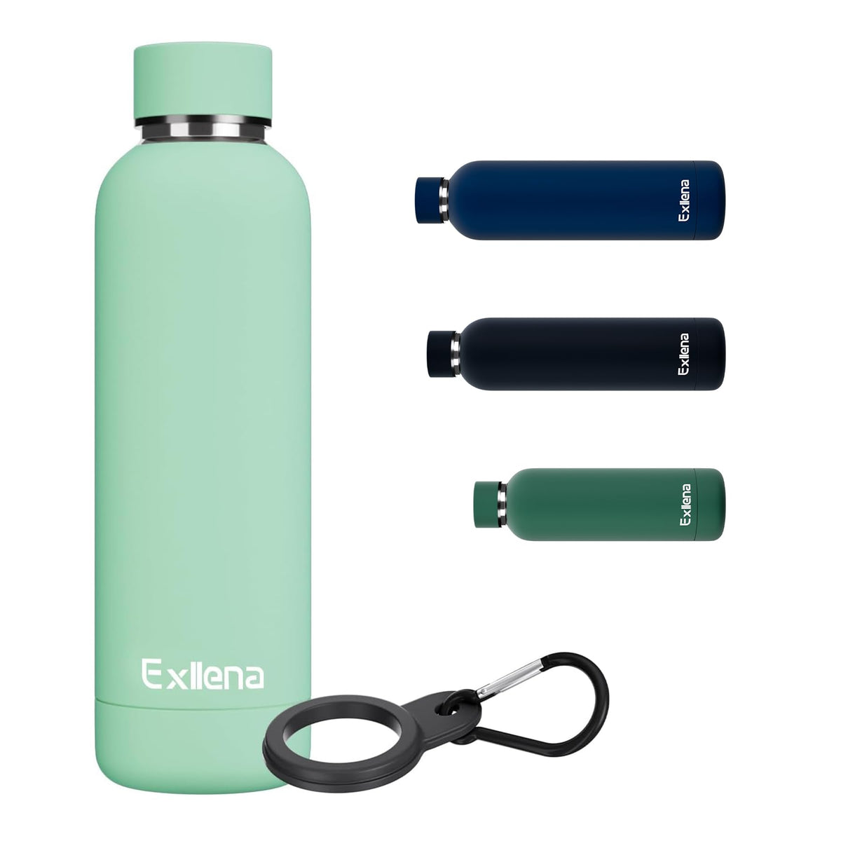 Exllena Small Water Bottle 12oz with Clip, Double Wall Stainless Steel Vacuum Small Insulated Water Bottle Keeps Drinks Cold 24 Hrs/Hot 12 Hrs for Kids Handbag School BPA Free (Mint)