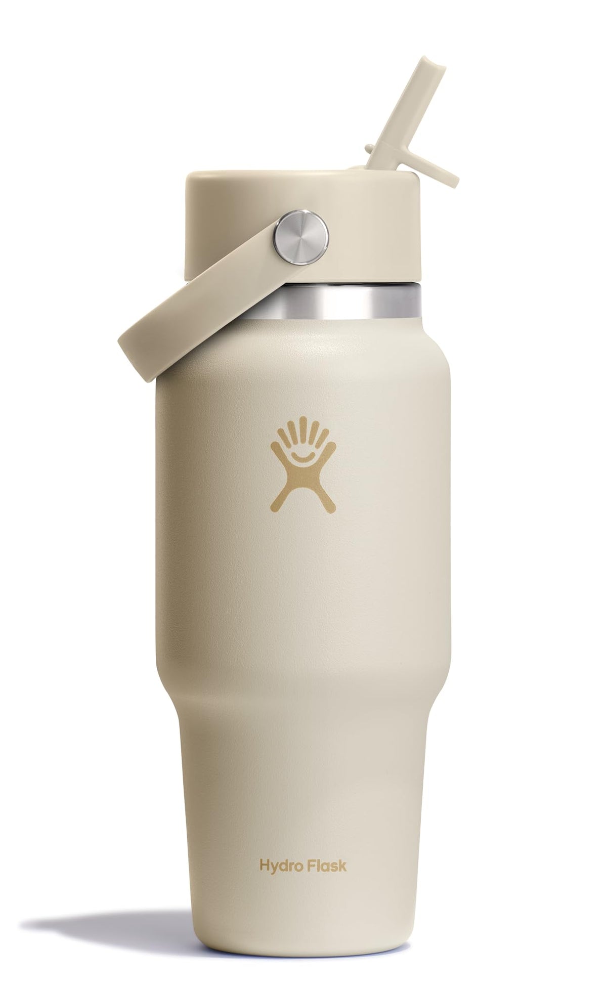 Hydro Flask Travel Water Bottle - Insulated Stainless Steel - Wide Straw Lid, Non Spill, Leakproof in 32 Oz Sandpiper