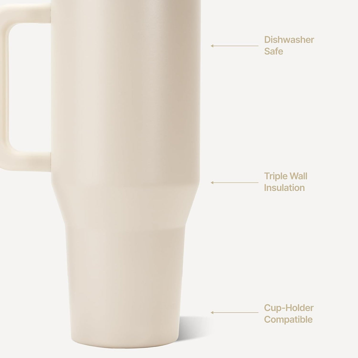 HydroJug Traveler 32oz, Insulated Tumbler with Handle & Straw, Cream