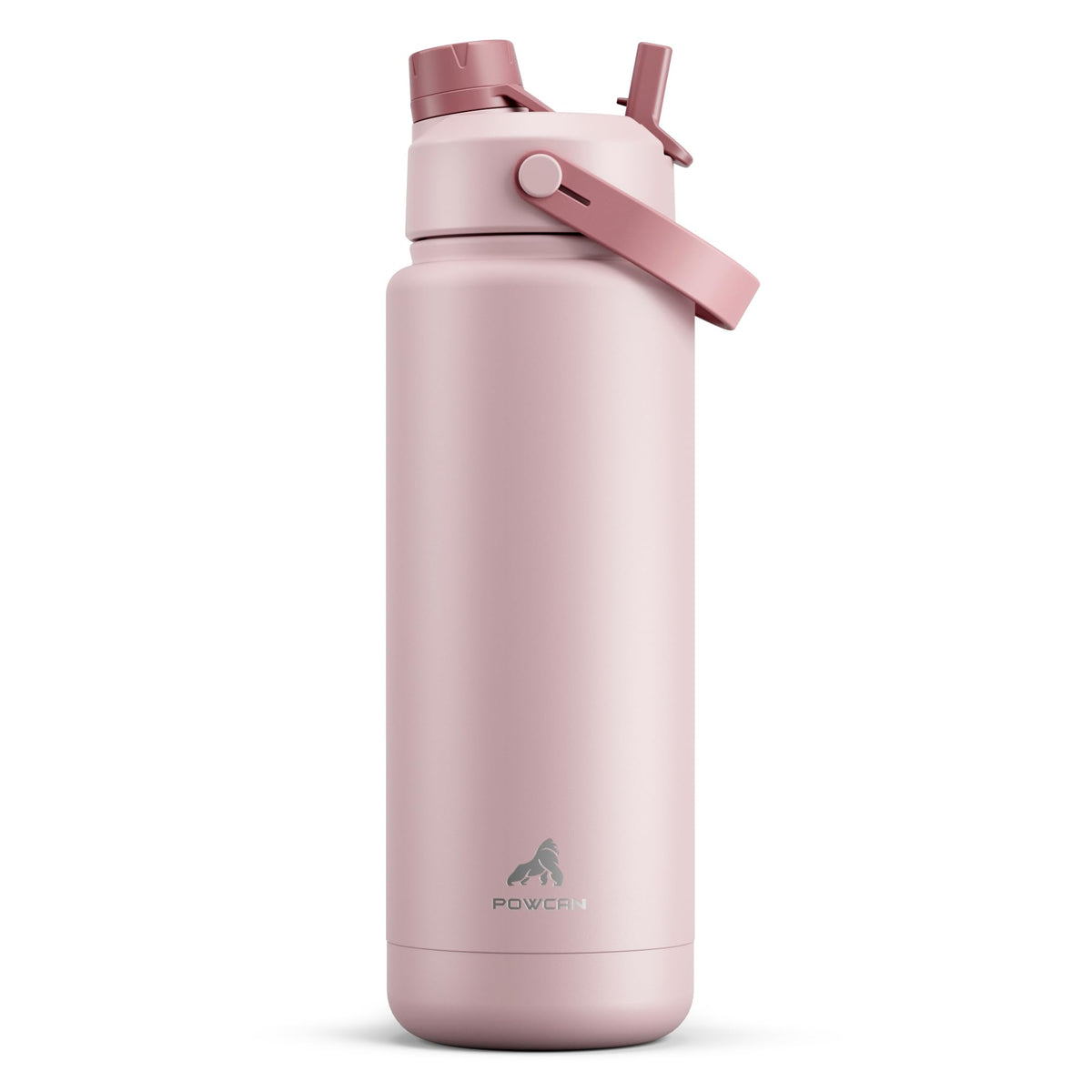 POWCAN 26 oz Insulated Water Bottle with 2-in-1 Straw and Spout Lid, Keep Cold 24H, Leak-Proof, Fits in Car Cup Holder, Stainless Steel Water Bottle for Sports, Travel, and School (Cotton Candy)