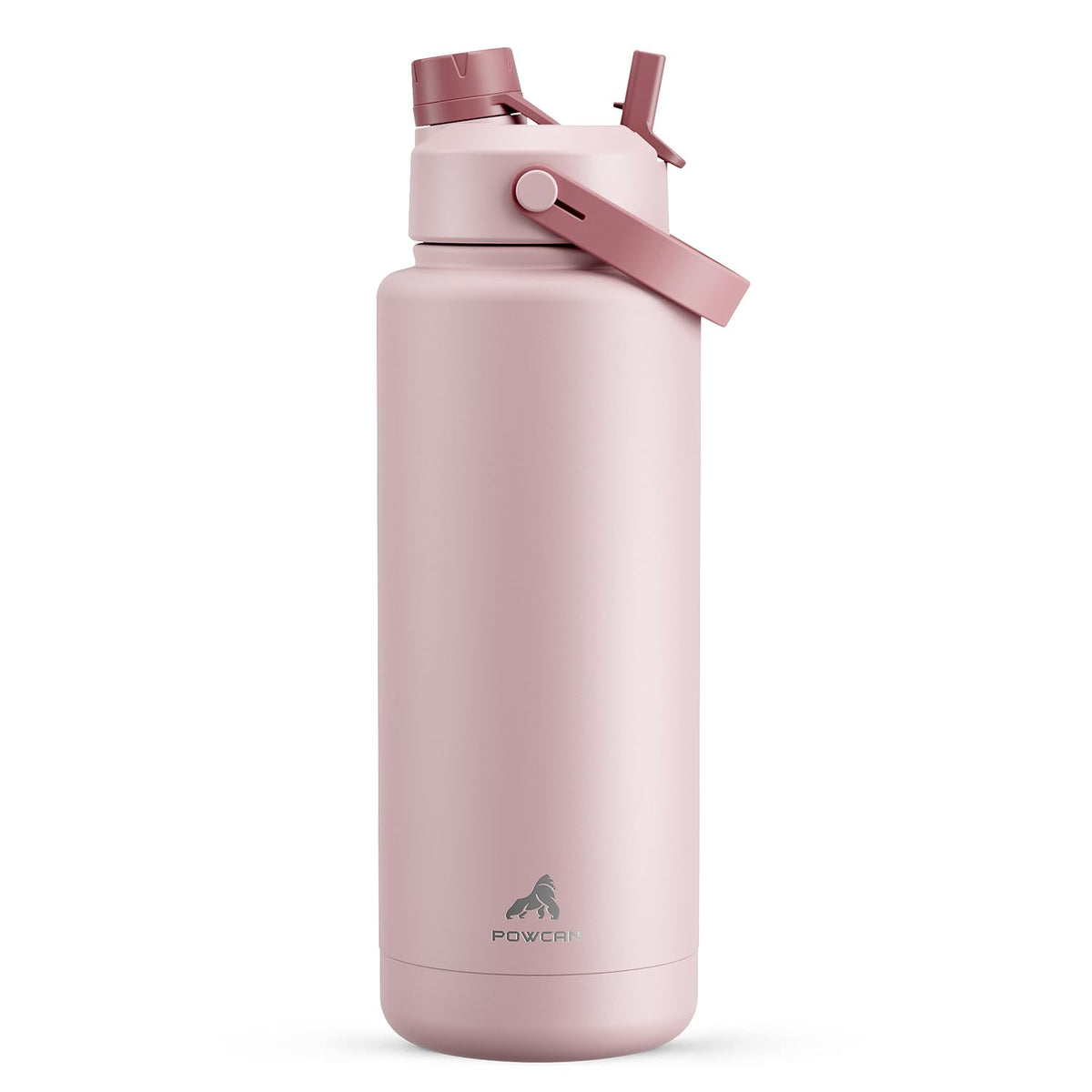 POWCAN 26 oz Insulated Water Bottle with 2-in-1 Straw and Spout Lid, Keep Cold 24H, Leak-Proof, Fits in Car Cup Holder, Stainless Steel Water Bottle for Sports, Travel, and School (Cotton Candy)