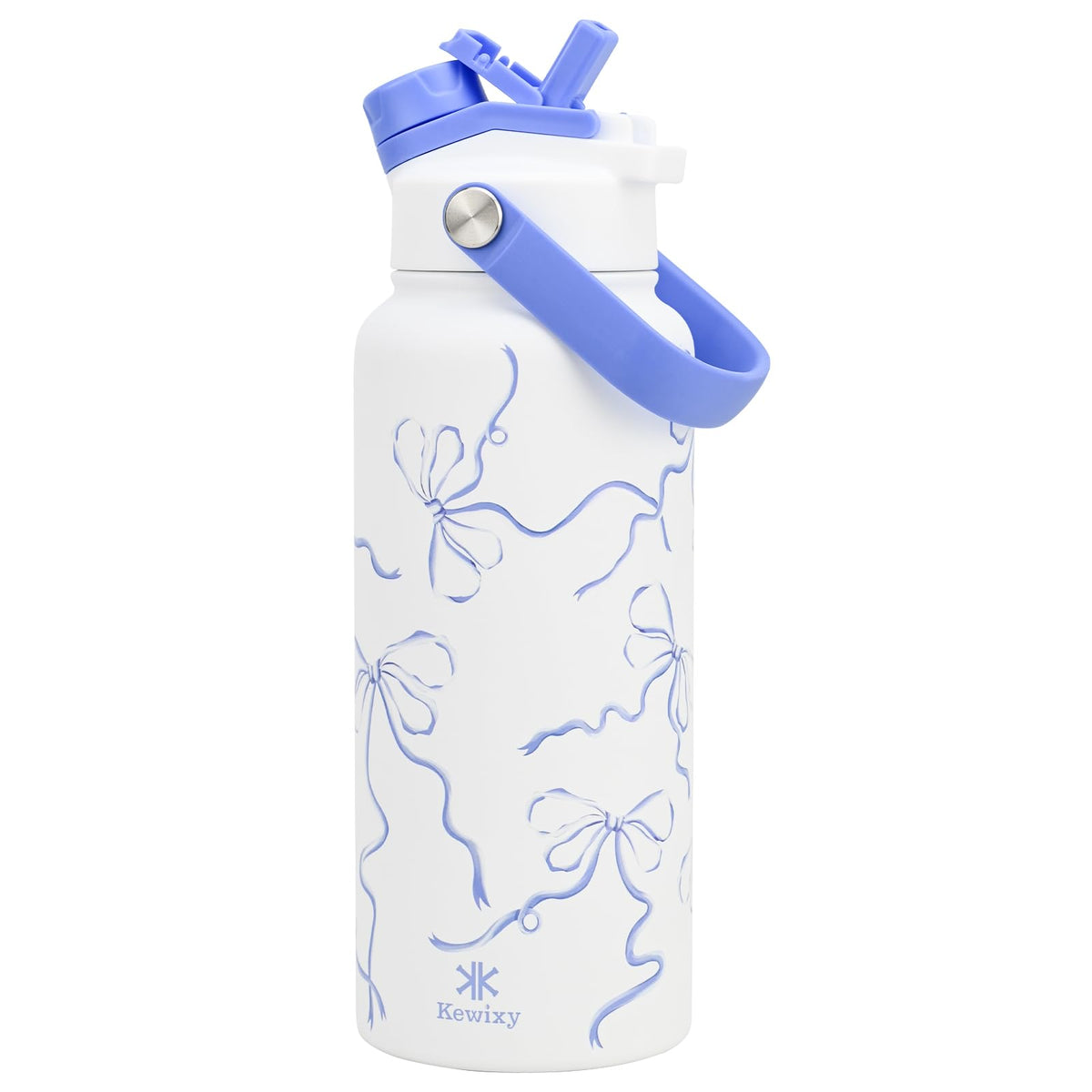 24 oz Insulated Water Bottle, 2-in-1 Lid, Straw & Spout with Protected, Leak Proof, Keep Cold 24H, Cup Holder Fit, Stainless Steel, Metal, Reusable, for Travel, Gym and School, 2 Lids, Midnight Black