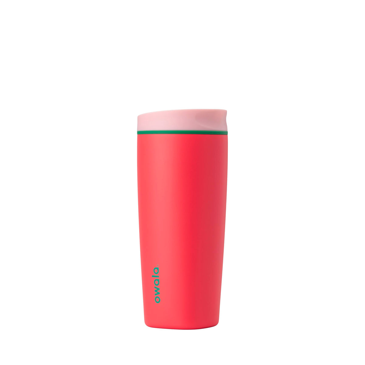 Owala SmoothSip Slider Insulated Stainless Steel Coffee Tumbler, Reusable Iced Coffee Cup, Hot Coffee Travel Mug, BPA Free 12 oz, Pink (Pucker Up)