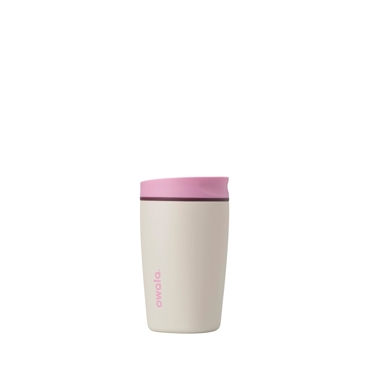 Owala SmoothSip Slider Insulated Stainless Steel Coffee Tumbler, Reusable Iced Coffee Cup, Hot Coffee Travel Mug, BPA Free 12 oz, Pink (Pucker Up)