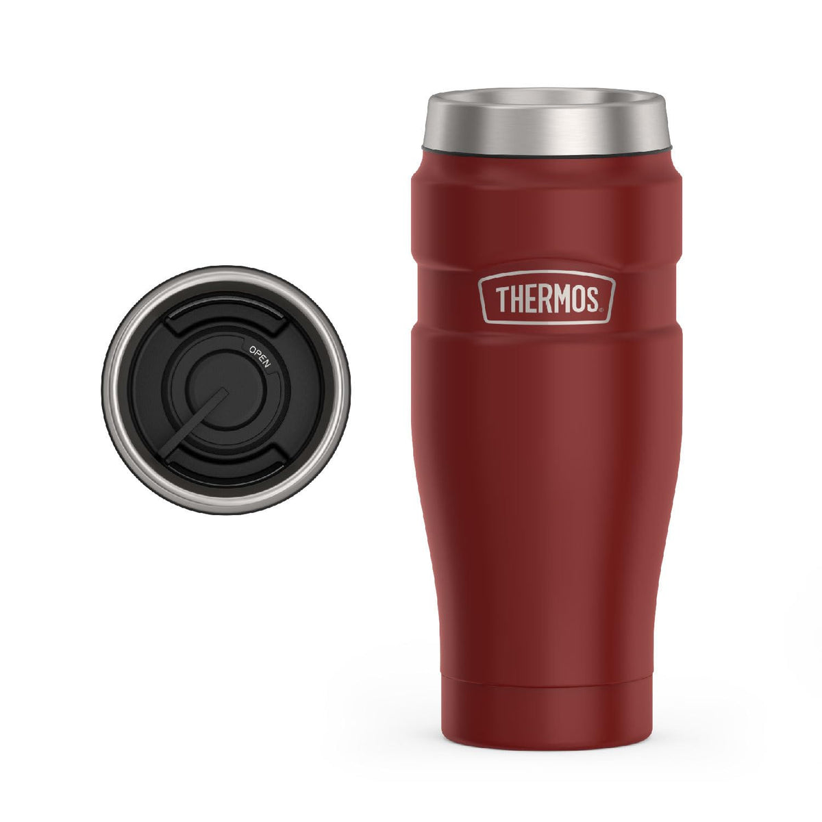 THERMOS Stainless King Vacuum-Insulated Travel Tumbler, 16 Ounce, Matte Steel