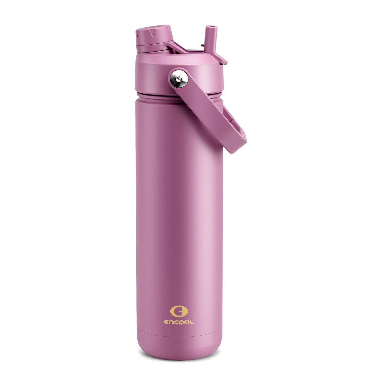 ENCOOL Insulated Water Bottle with Straw Stainless Steel Water Bottle, Leak-Proof, BPA-Free, Double Wall Vacuum Keeps Cold for 24 Hours for Sports, Travel, School (26 oz, Black Night)