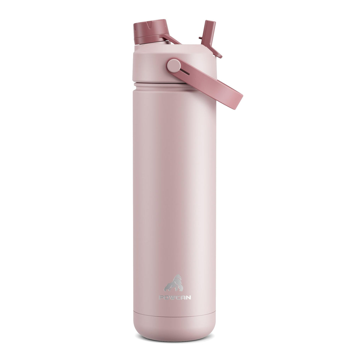 POWCAN 26 oz Insulated Water Bottle with 2-in-1 Straw and Spout Lid, Keep Cold 24H, Leak-Proof, Fits in Car Cup Holder, Stainless Steel Water Bottle for Sports, Travel, and School (Cotton Candy)