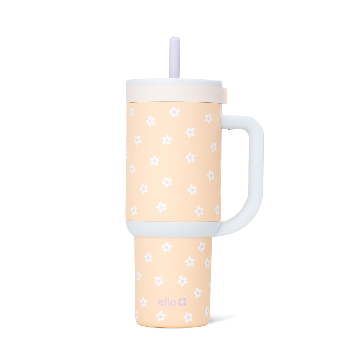 Ello Oasis 30oz Insulated Stainless Steel Tumbler with Straw, Daisies