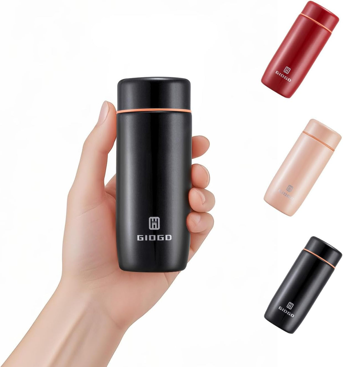 Small Thermo Bottle Mini Vacuum Insulated Water Bottle 200ml/6.8oz Water Flask Stainless Steel Thermal Water Bottles Thermo for Hot and Cold Drinks for Purse Handbag Pocket (Black)