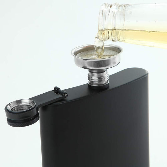 Hip Flask for Liquor Matte Black 8 Oz Stainless Steel Leakproof with Funnel, Great Gift Idea Flask