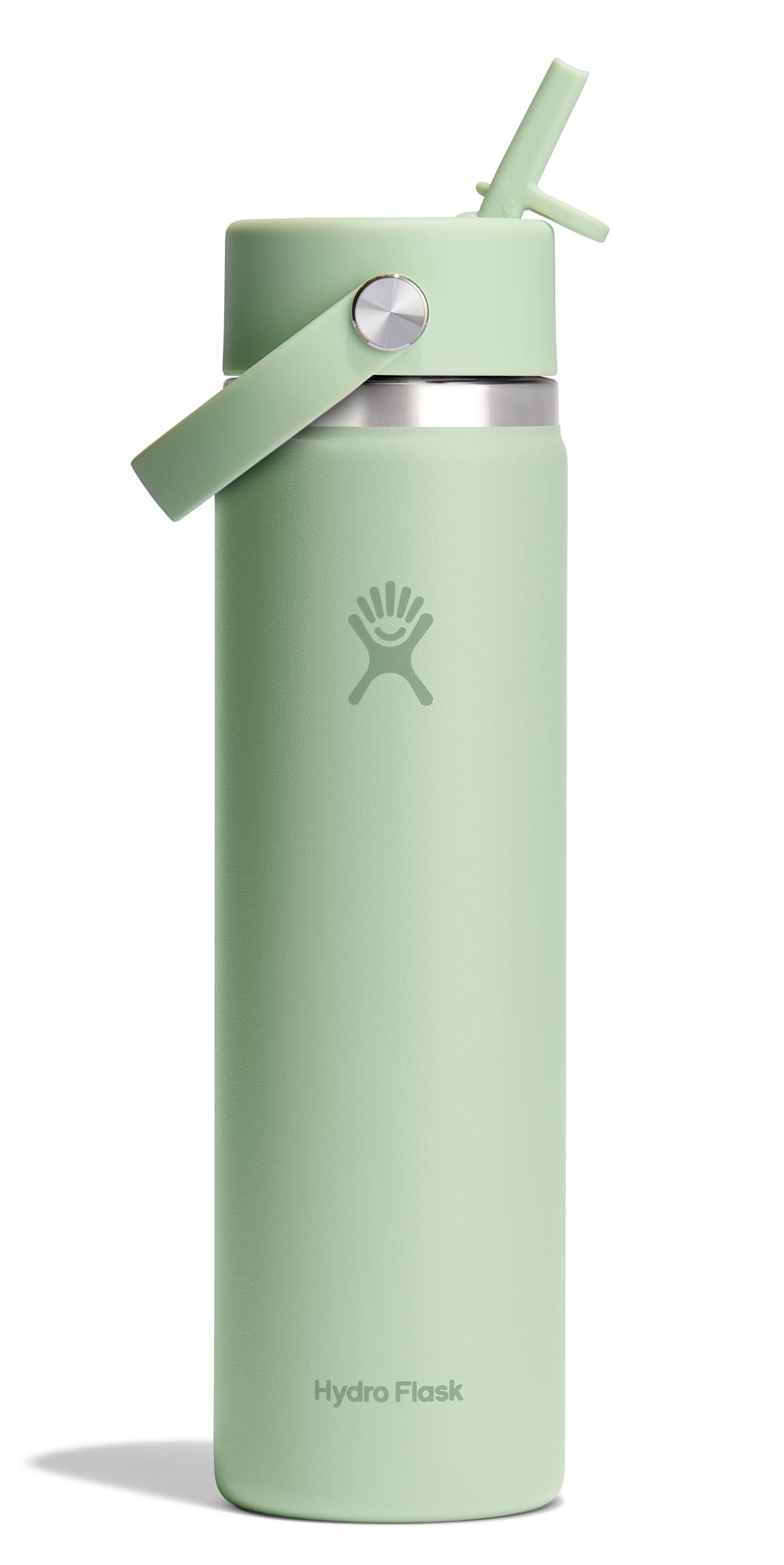 Hydro Flask Water Bottle - Insulated Stainless Steel - Wide Mouth Flex Straw Lid, Non Spill, Leakproof and Refillable in 32 Oz Botanical Bliss Agave