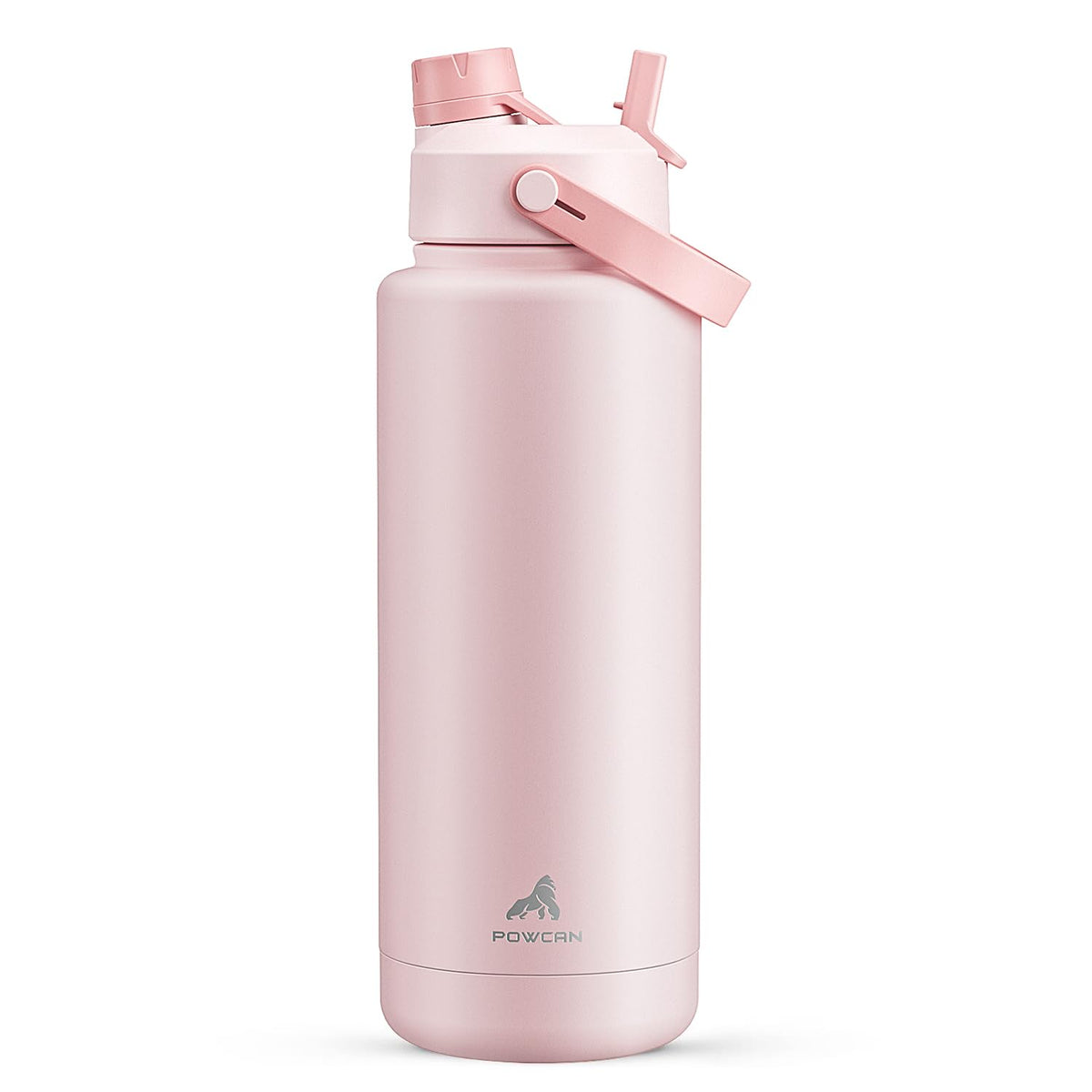 POWCAN 26 oz Insulated Water Bottle with 2-in-1 Straw and Spout Lid, Keep Cold 24H, Leak-Proof, Fits in Car Cup Holder, Stainless Steel Water Bottle for Sports, Travel, and School (Cotton Candy)
