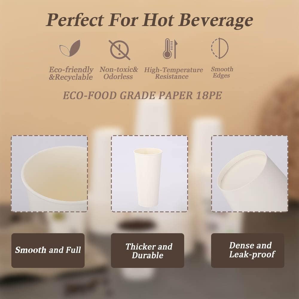 Lamosi 300 Pack Paper Cups 8 oz, Disposable Coffee Cups, Paper Coffee Cups