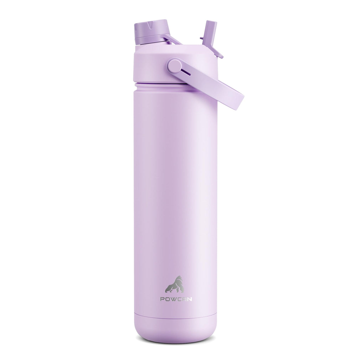 POWCAN 26 oz Insulated Water Bottle with 2-in-1 Straw and Spout Lid, Keep Cold 24H, Leak-Proof, Fits in Car Cup Holder, Stainless Steel Water Bottle for Sports, Travel, and School (Dark Knight)