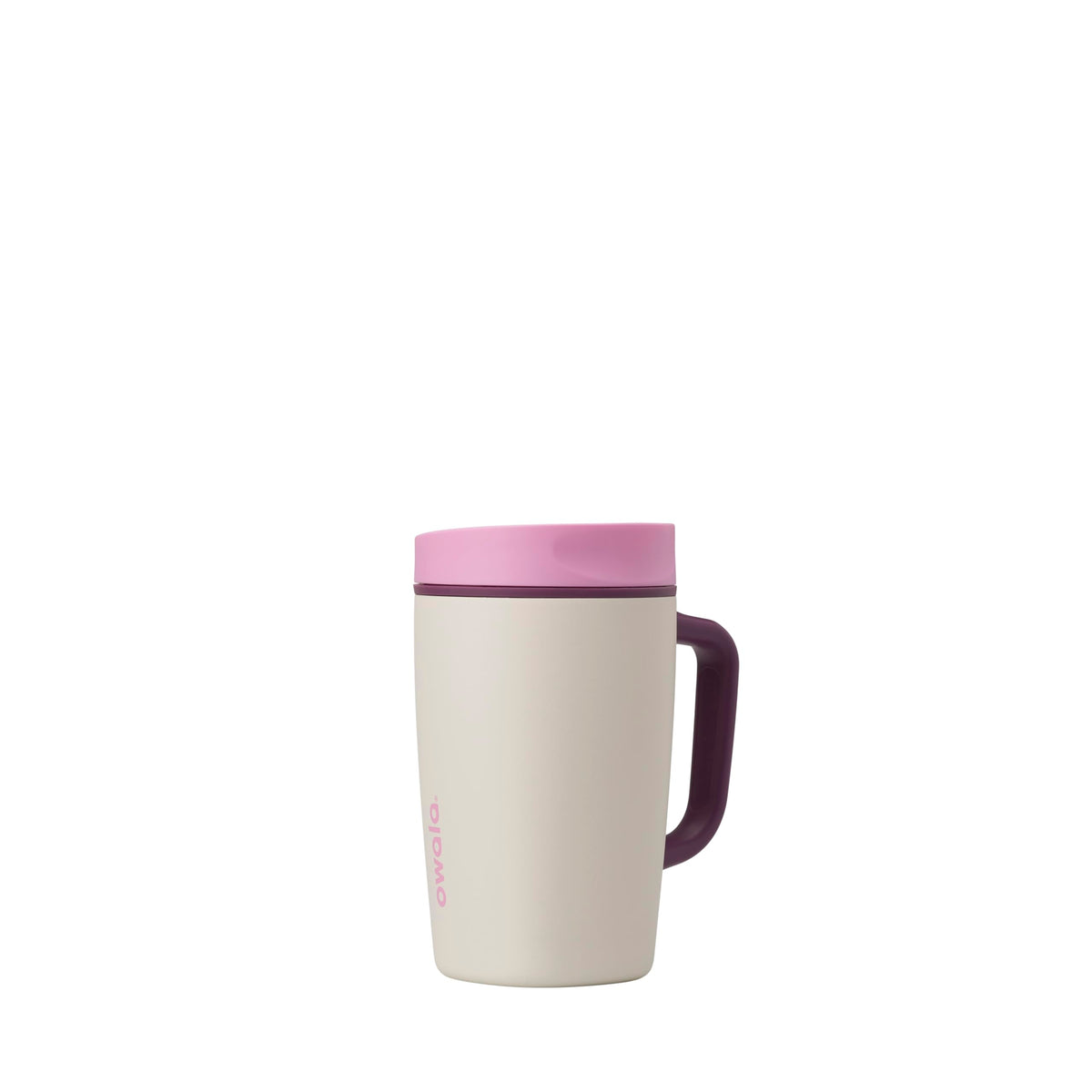 Owala SmoothSip Slider Insulated Stainless Steel Coffee Tumbler, Reusable Iced Coffee Cup, Hot Coffee Travel Mug, BPA Free 12 oz, Pink (Pucker Up)