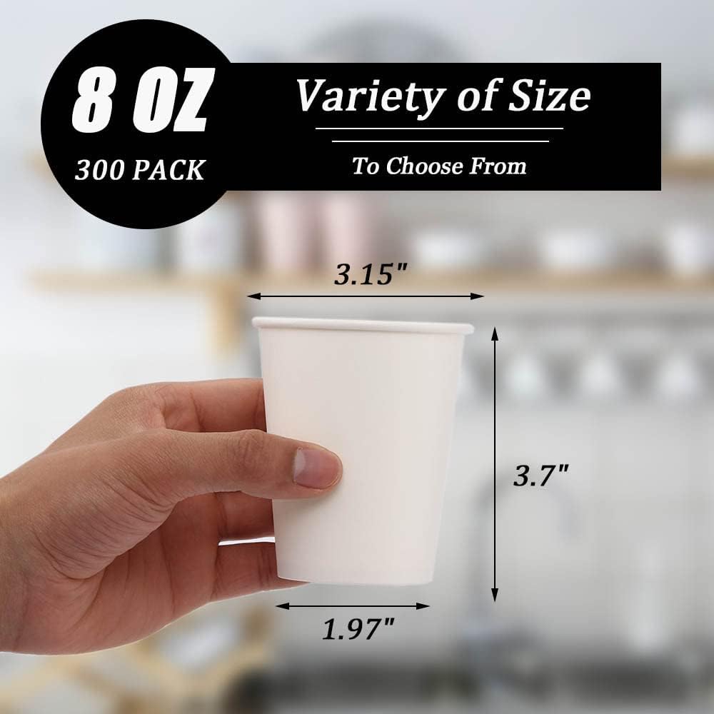 Lamosi 300 Pack Paper Cups 8 oz, Disposable Coffee Cups, Paper Coffee Cups