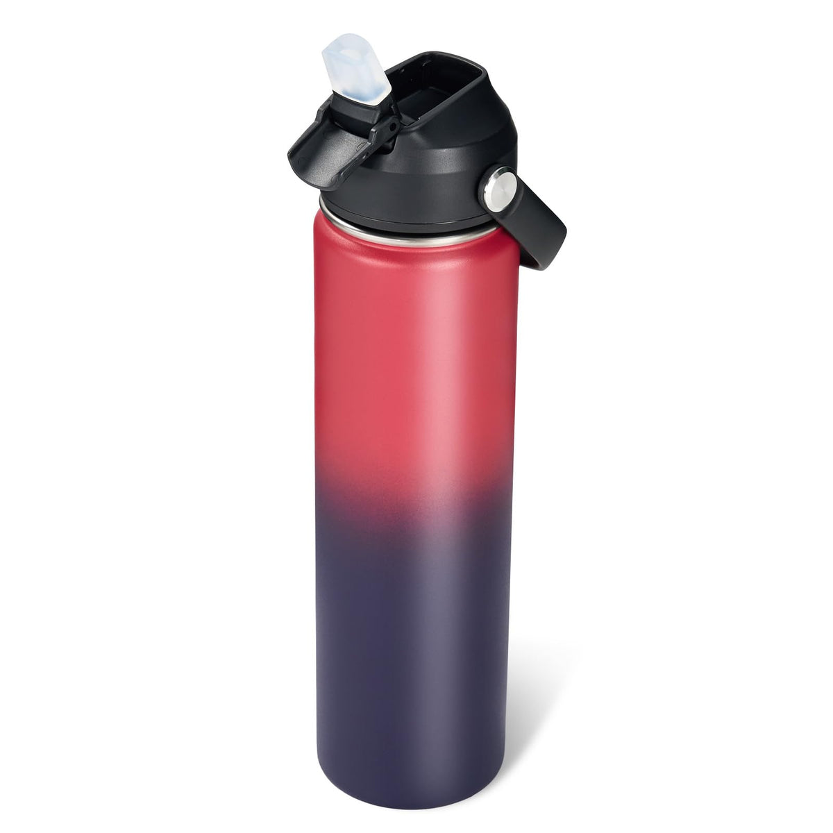 Fijinhom 18oz Insulated Stainless Steel Water Bottle, Wide Mouth Double Wall Vacuum, Silicone Straw, Sweat & Leak Proof, BPA Free Insulated Water Flask for Travel, Keep Cold 24h Hot 12h, Black