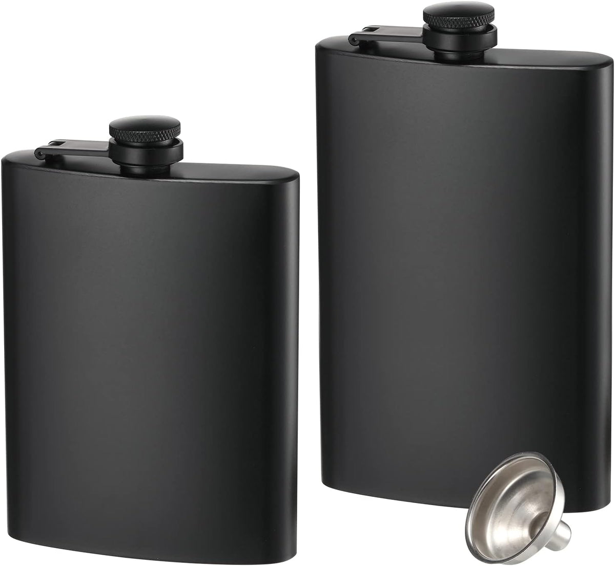 2 Pack Hip Flasks for Liquor, 8 Oz & 12 Oz, Stainless Steel Leakproof