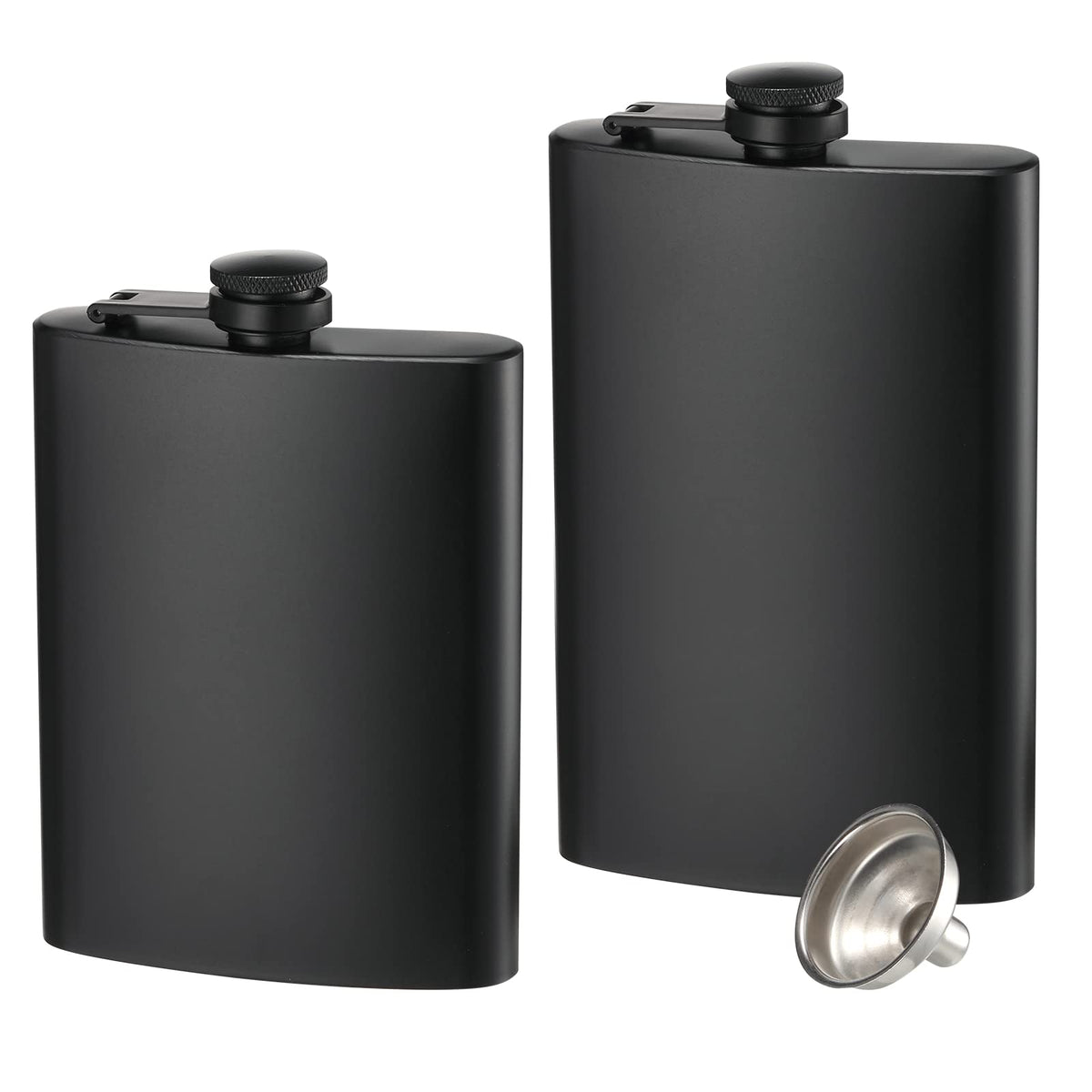 2 Pack Hip Flasks for Liquor, 8 Oz & 12 Oz, Stainless Steel Leakproof