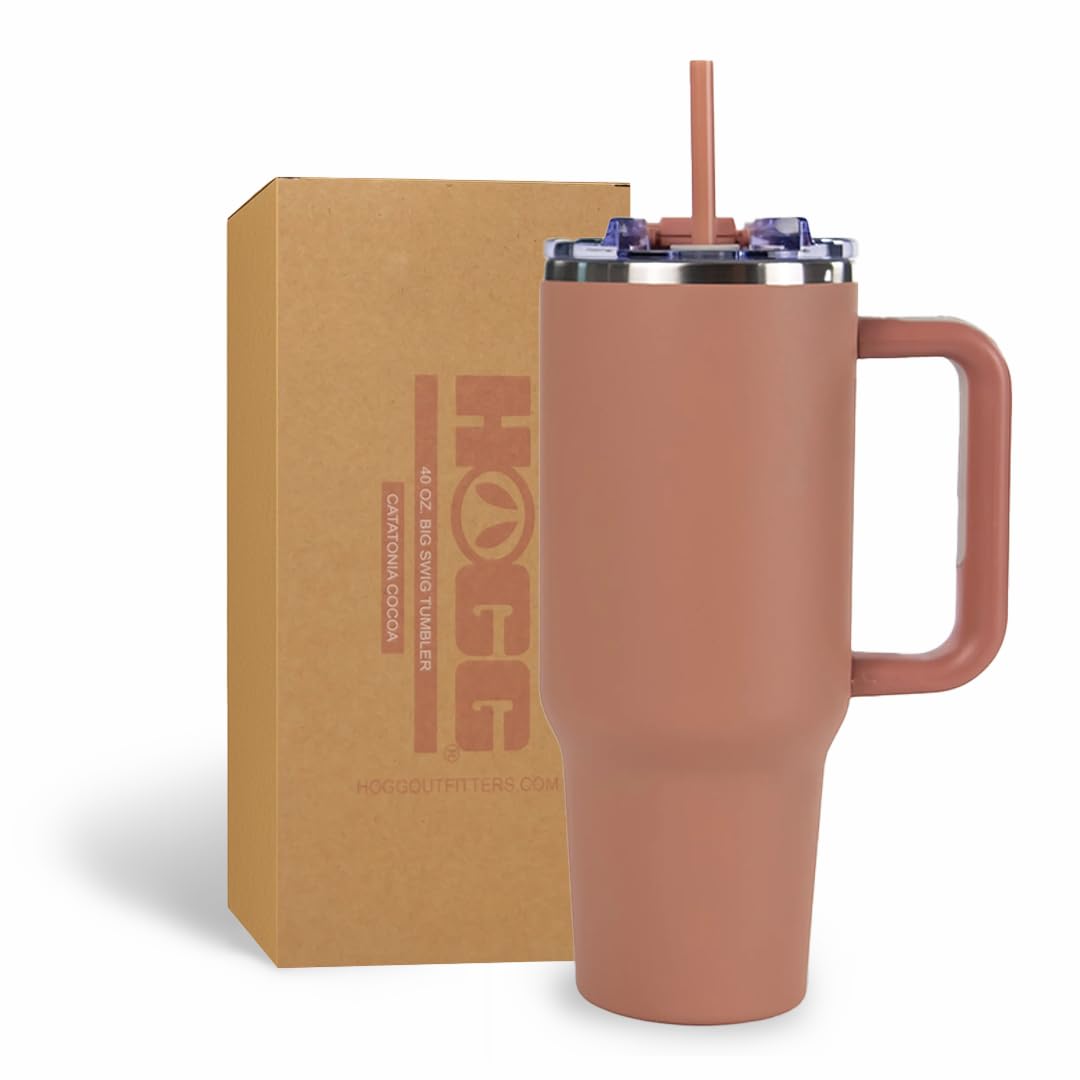 Hogg Big Swig 40oz Tumbler with Handle and Straw - Red, 40 oz Tumbler, Insulated Cup with Handle, 40oz Water Bottle with Straw, Thermal Cups, Leak Proof Lid, Travel Mugs, Stainless Steel