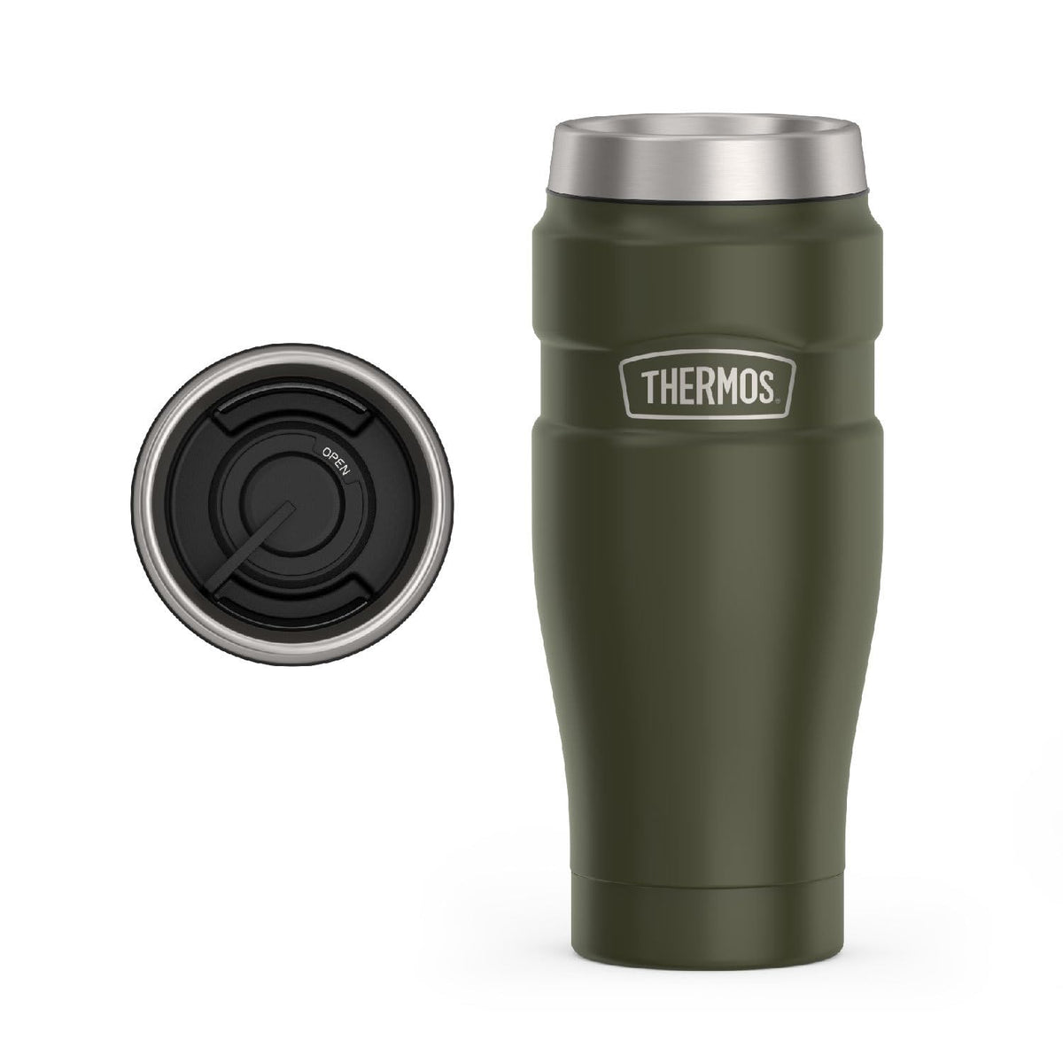 THERMOS Stainless King Vacuum-Insulated Travel Tumbler, 16 Ounce, Matte Steel